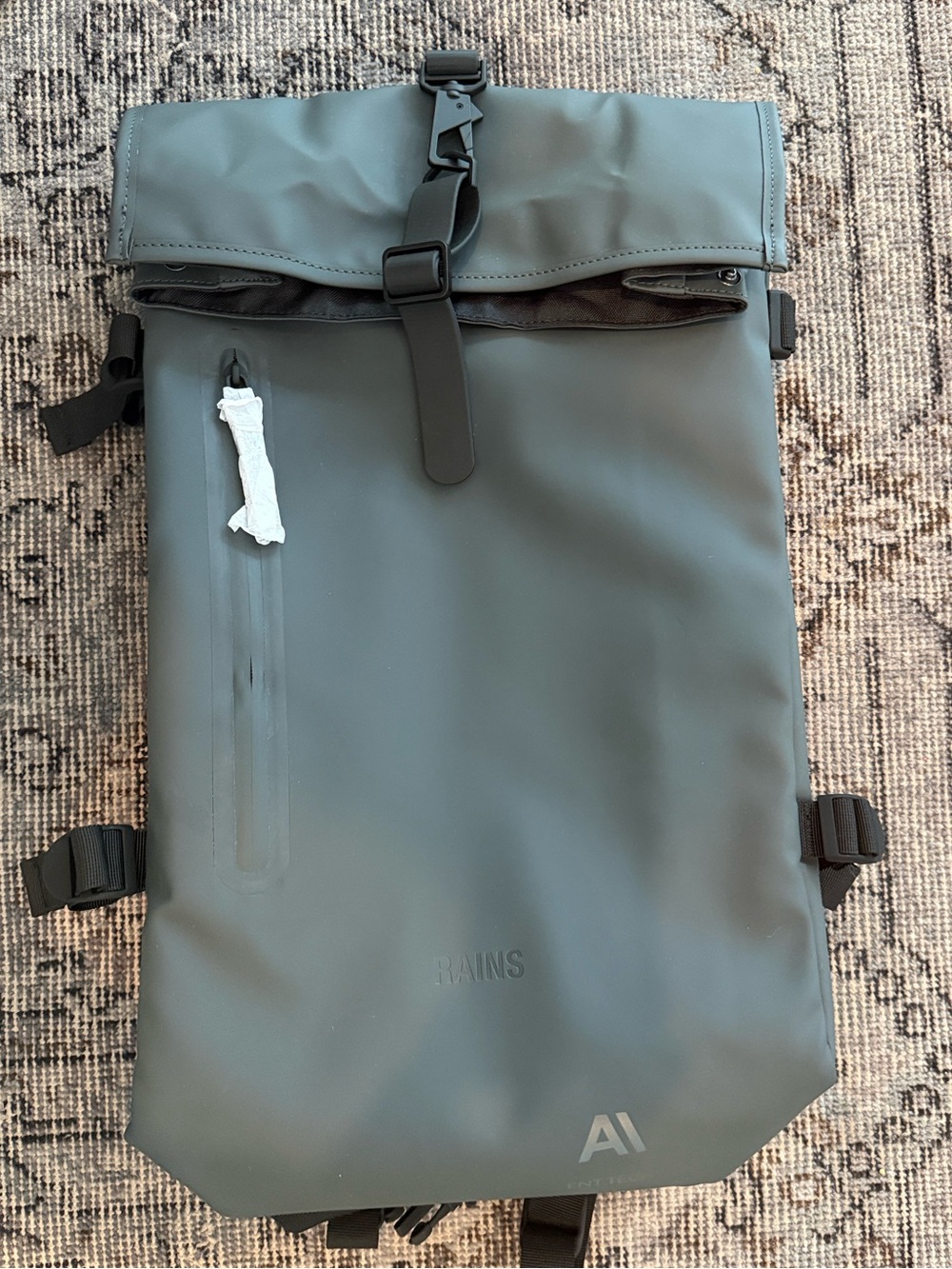 NWT Rains Roll-Top Backpack in Matte Grey, Waterproof, $150 Retail